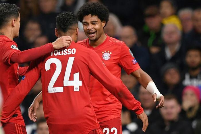 Bayern Munich midfielder Serge Gnabry (right) scored a second-half hat-trick in the Champions League group match against Tottenham