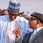 President Muhammadu Buhari (left) with the Minister of Labour, Chris Ngige (right) [BBC]