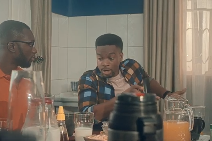 Emmanuel Ikubese and Olumide Oworu on the set of 'Kyaddala' [YouTube/Kyaddala]