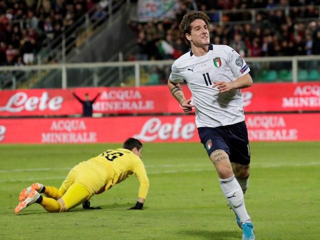 Nicolo Zaniolo celebrates after scoring for Italy. [sportsmole]