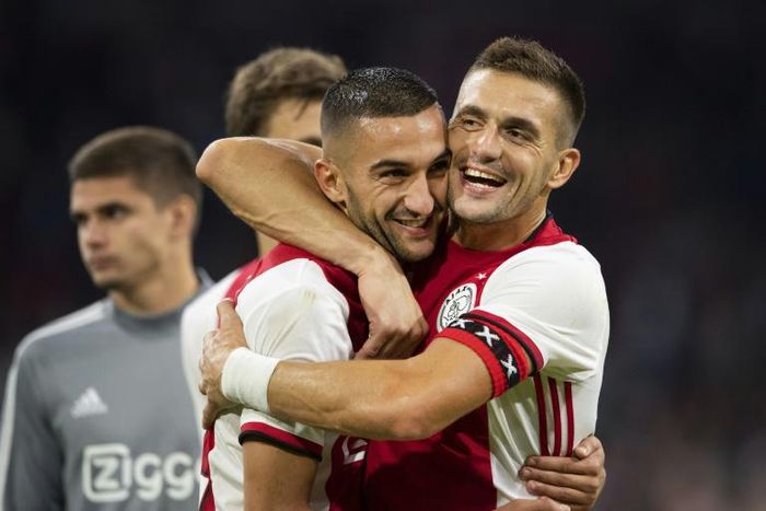 Dusan Tadic (R) fired Ajax into the Champions League playoff with two penalties