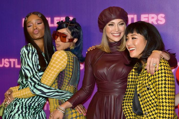 'Hustlers' stars (L-R) Keke Palmer, Cardi B, Jennifer Lopez, and Constance Wu as strippers who turn the tables on wealthy businessmen during the financial crisis