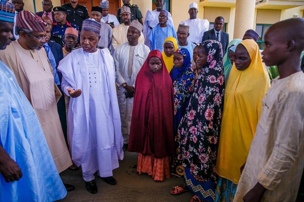The Speaker of House of Representatives, Hon. Femi Gbajabiamila and Katsina state governor, Aminu Bello Masari during the former's visit to the state over security challenges.  [Twitter/@femigbaja]