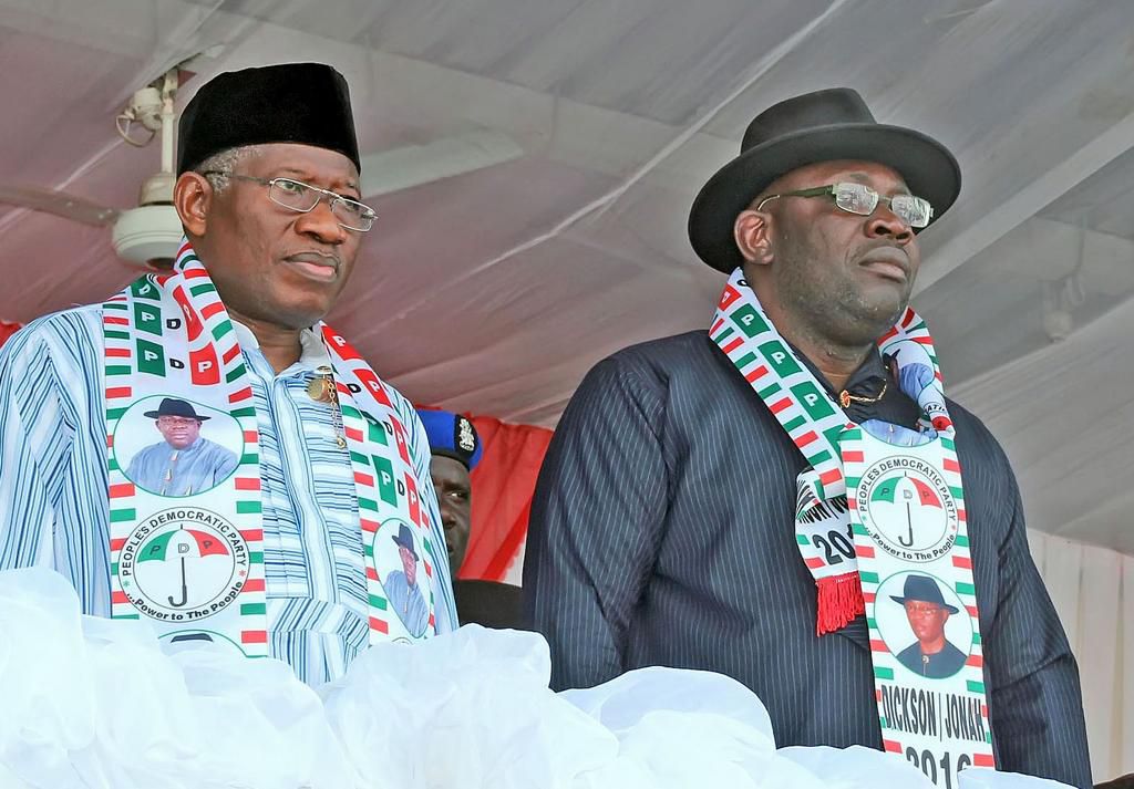 Former President Goodluck Jonathan and Governor Dickson Seriake of Bayelsa state. [nigerianeye]