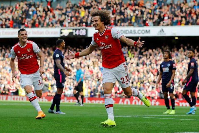 David Luiz scored his first Arsenal goal to secure a 1-0 win over Bournemouth
