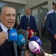 Tunisian presidential candidate Nabil Karoui speaks to journalists after being freed from jail where he was detained for over a month in connection with a money laundering probe ahead of Sunday's election runoff