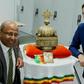 The ornate gilded copper crown, featuring images of Jesus and the Apostles, was unearthed after refugee-turned-Dutch-citizen Sirak Asfaw (L) contacted Dutch 'art detective' Arthur Brand (R)