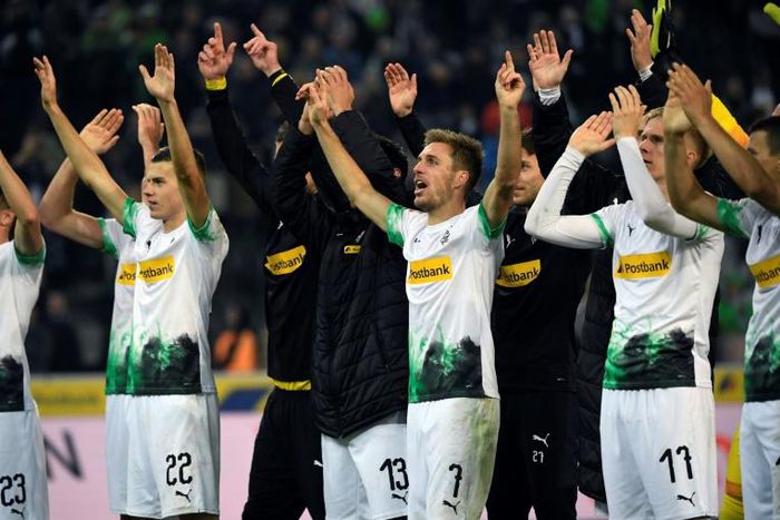Moenchengladbach players in celebratory mood