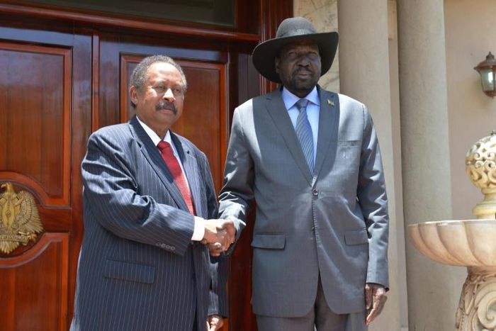 Sudan's new prime minister Abdalla Hamdok met with South Sudanese President Salva Kiir in Juba