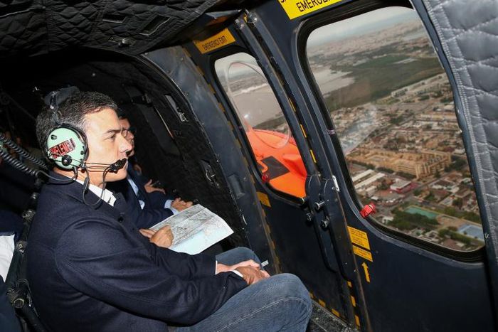 Sanchez flew over the affected areas and then visited a command centre