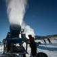 A cannon sprays artifical snow on a ski slope at El Colorado skiing center, in the Andes, some 30 km from Santiago
