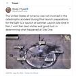 A tweet from US President Donald Trump shows an image of an apparent failed rocket lauch at the Semnan Space Center in northern Iran