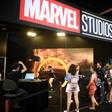 Attendees visit the Marvel Studios booth at the D23 Expo, billed as the "largest Disney fan event in the world," August 23, 2019 at the Anaheim Convention Center in California