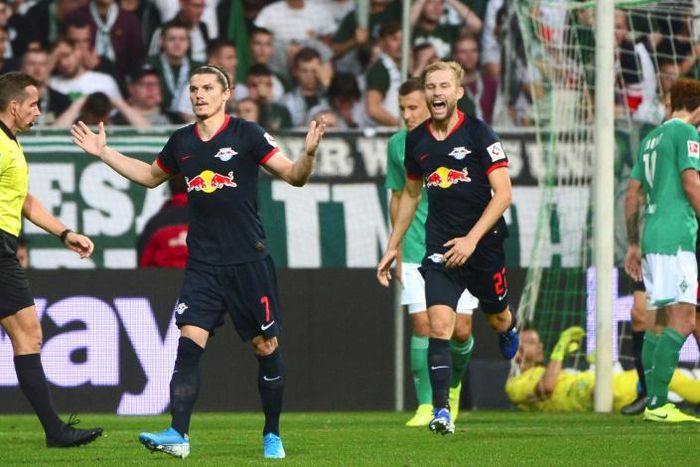 Marcel Sabitzer scored a first half free kick as Leipzig beat Cologne 3-0