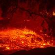 Embers blow in the wind during the Kincade Fire near Geyserville, California on October 24, 2019