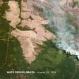 This satellite picture from Planet Labs, Inc shows smoke from fires in Brazil's Mato Grosso state