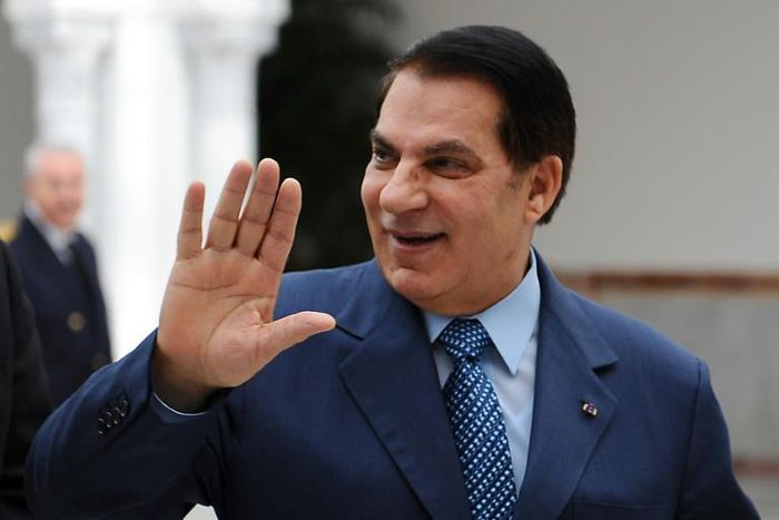 Tunisian ex-president Zine El Abidine Ben Ali at Tunis-Carthage airport in December 2010, less than a month before being forced from power