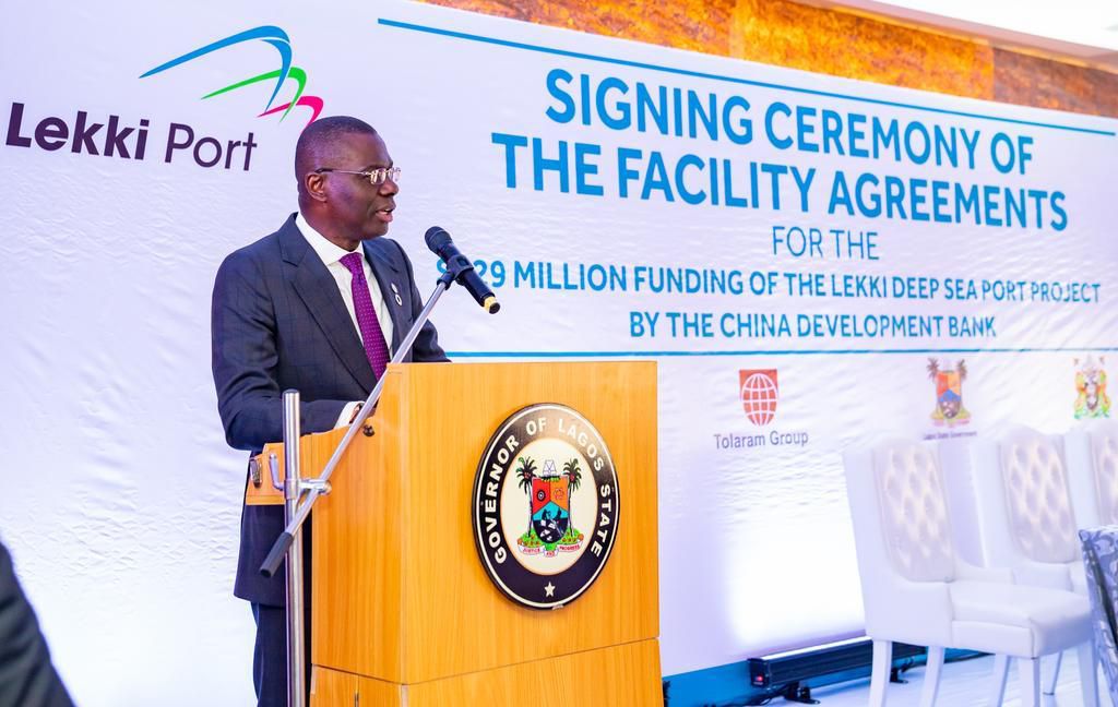 Governor Babajide Sanwo-Olu says $629m Lekki Seaport funding is a milestone for infrastructure development in Lagos state. [Twitter/@jidesanwoolu]