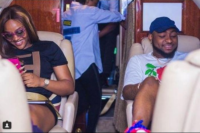 Davido with girlfriend, Chioma Avril on board a private jet