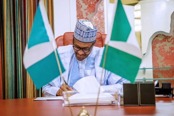 President Buhari in his office (Daily Post)