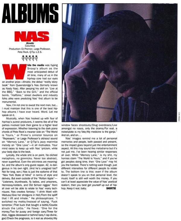 The review for Nas' classic 1994 album, 'Illmatic' by Shortie (Now Miss Infor).(The Soruce)
