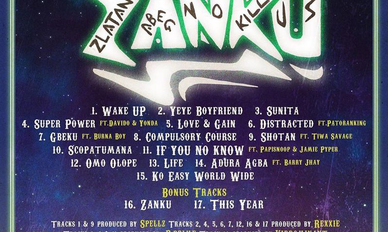 Zlatan release track list for his debut album, 'ZANKU: The Album.' (Instagram/Zlatan_Ibile)
