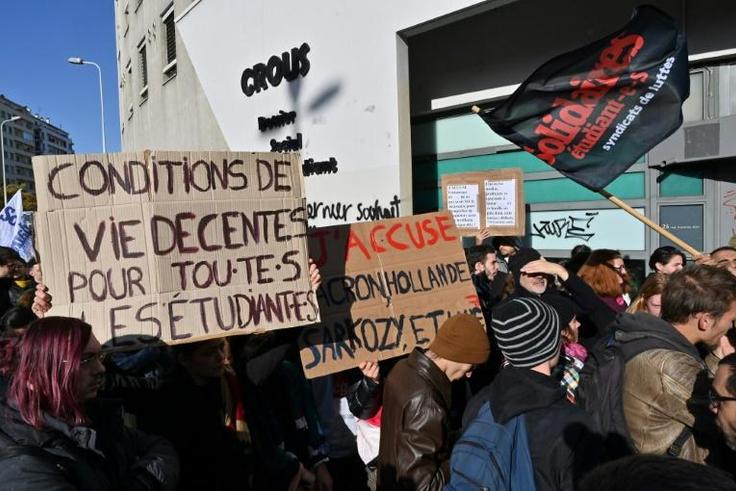 Hundreds of students demonstrated in Lyon, Paris and Lille over the struggling student's desperate act