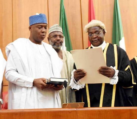 Senator Bukola Saraki inaugurated as Senate President on June 9, 2015