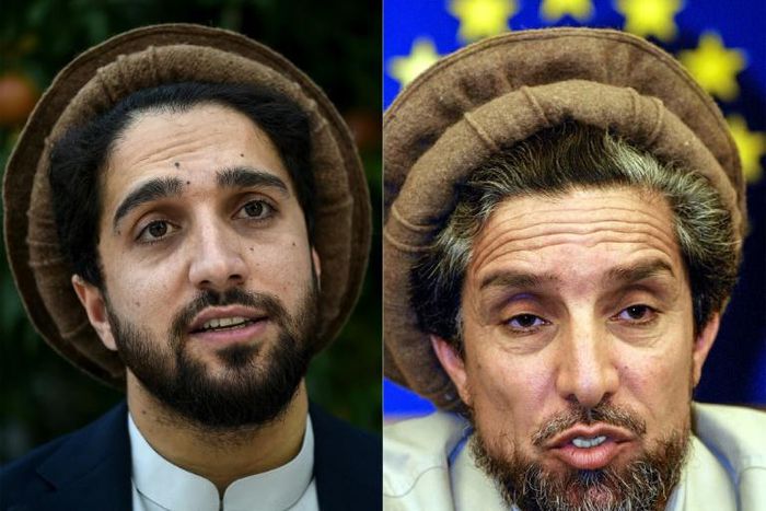 Following in the steps of his father (R), the younger Ahmad Massoud wants to build a grand coalition of anti-Taliban elements