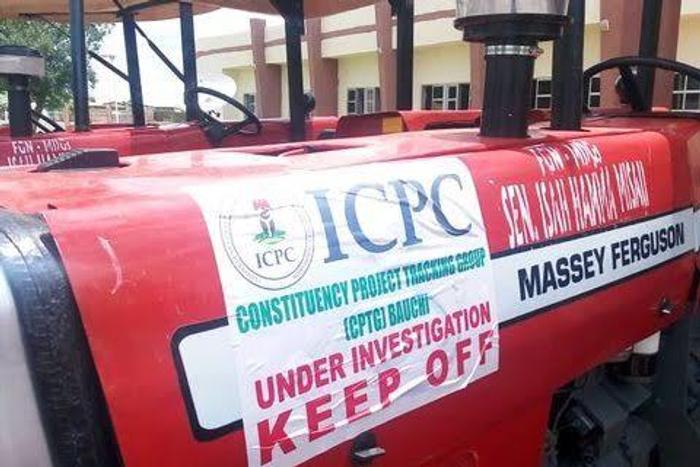 One of the tractors seized by the ICPC from the Senator.  (The Nation)