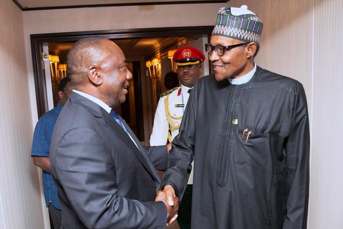 President Muhammadu Buhari and President Cyril Ramaphosa of South Africa [Twitter/@GovNigeeria]