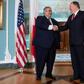 US Secretary of State Mike Pompeo (R) met Bahraini Foreign Minister Khalid bin Ahmed Al Khalifa in Washington last month