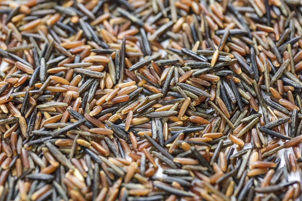 Wild, Black and Red Rice Directly Above View, Macro Shot. Traditional food.