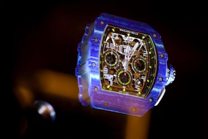 A watch by Swiss manufacturer Richard Mille on display at the 28th International Fine Watchmaking Exhibition SIHH in Geneva in 2018