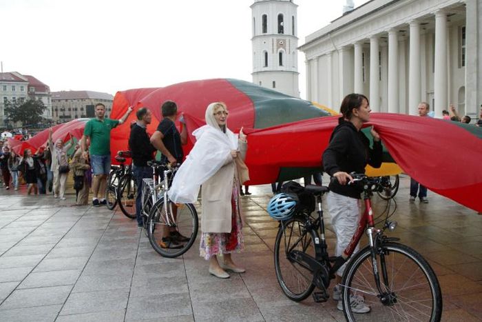 Lithuanians celebrate the 25th anniversary of the Baltic Way in 2014. In August 1989 the human chain helped the Baltic states win independence from the Soviet Union