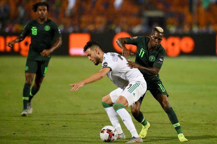 Nigeria's forward Henry Onyekuru (R) -- shown in a match against Algeria during the 2019 Africa Cup of Nations (CAN) -- has been signed by AS Monaco