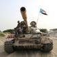 Fighters of the UAE-trained Security Belt Force, dominated by fighters of the Southern Transitional Council (STC) which seeks independence, ride atop a tank flying the flag of the former South Yemen in the coastal town of Shuqrah