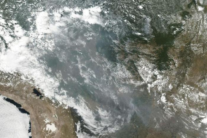 This natural-color image of smoke and fires in several states within Brazil including Amazonas, Mato Grosso, and Rondônia was collected by NOAA/NASA's Suomi NPP using the VIIRS (Visible Infrared Imaging Radiometer Suite) instrument on August 20, 2019