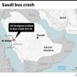 Map locating a fatal bus crash in Saudi Arabia on Wednesday.