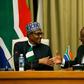 Handshake: Buhari, left, and Ramaphosa