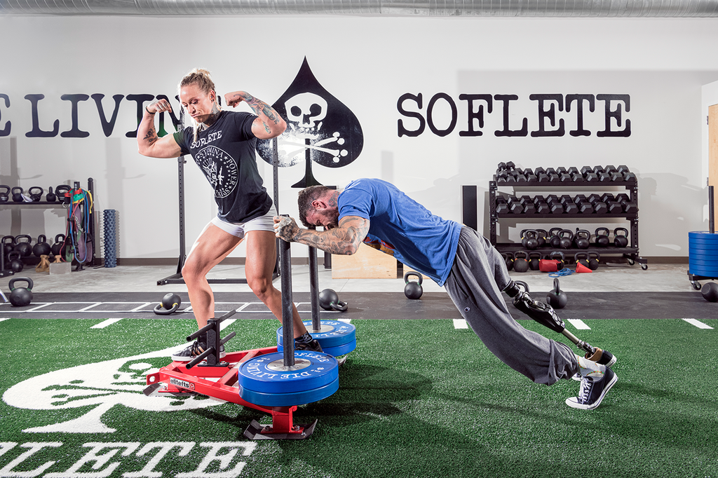 <strong>SLED WORK</strong> Jamie Christenson and James Ramsey train at SOFLETE HQ.