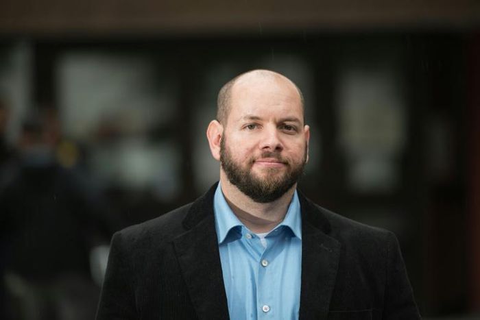 Stefan Jagsch of the far right-wing extremist National Democratic Party (NDP) poses in Altenstadt-Waldsiedlung, on September 8, 2019; the election of a neo-Nazi politician in Germany as head of a town council has sparked outrage