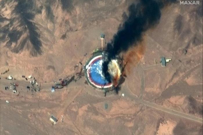 Satellite image shows failed Iranian rocket launch at the Imam Khomeini Space Center in Semnan, Iran