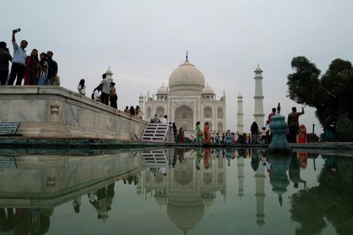 Visitors were still thronging the Taj Mahal despite smog conditions