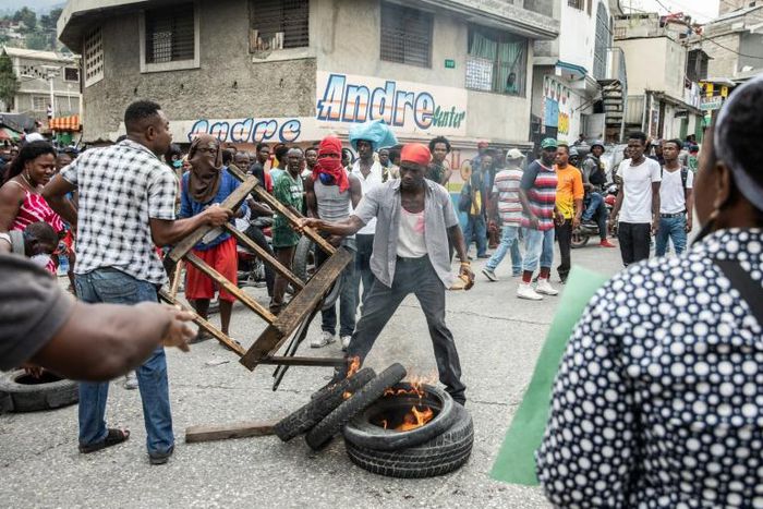 Demonstrations in the streets of Port-au-Prince in March 2019, demanding the removal of Haitian President Jovenel Moise