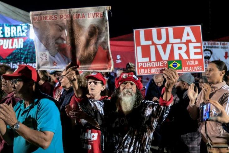 Supporters of Brazil's ex-president Luiz Inacio Lula da Silva, photographed on August 7, 2019