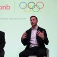 IOC President Thomas Bach (L) announced the deal at a London press conference with Airbnb co-founder Joe Gebbia Tuesday