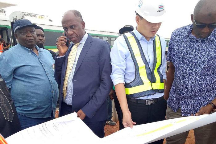 Minister of Transportation, Mr Rotimi Amaechi inspects rail line (NAN)