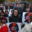 Protesters in front of the Polish parliament