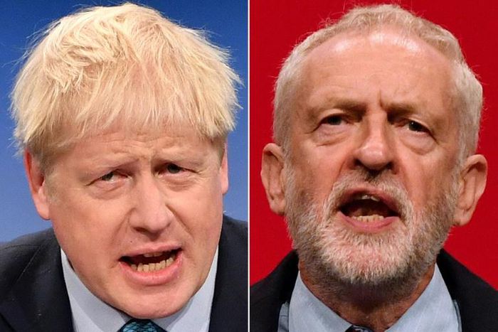 Prime Minister Boris Johnson (L) has compared his rival Jeremy Corbyn (R), leader of the Labour Party, to Stalin as Britain's election campaign formally gets underway